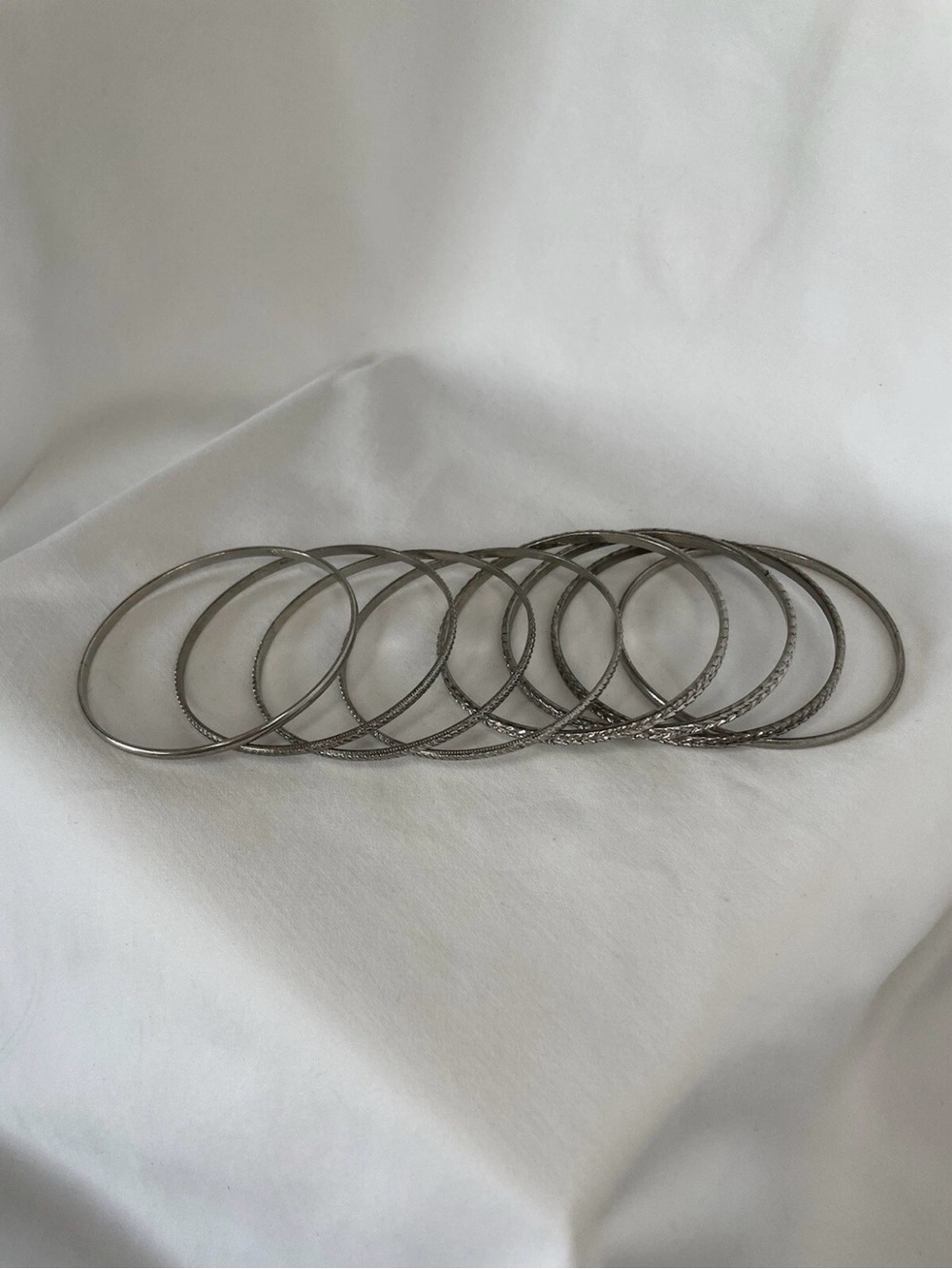 Silver-Tone Stackable Bangle Bracelet Set 020